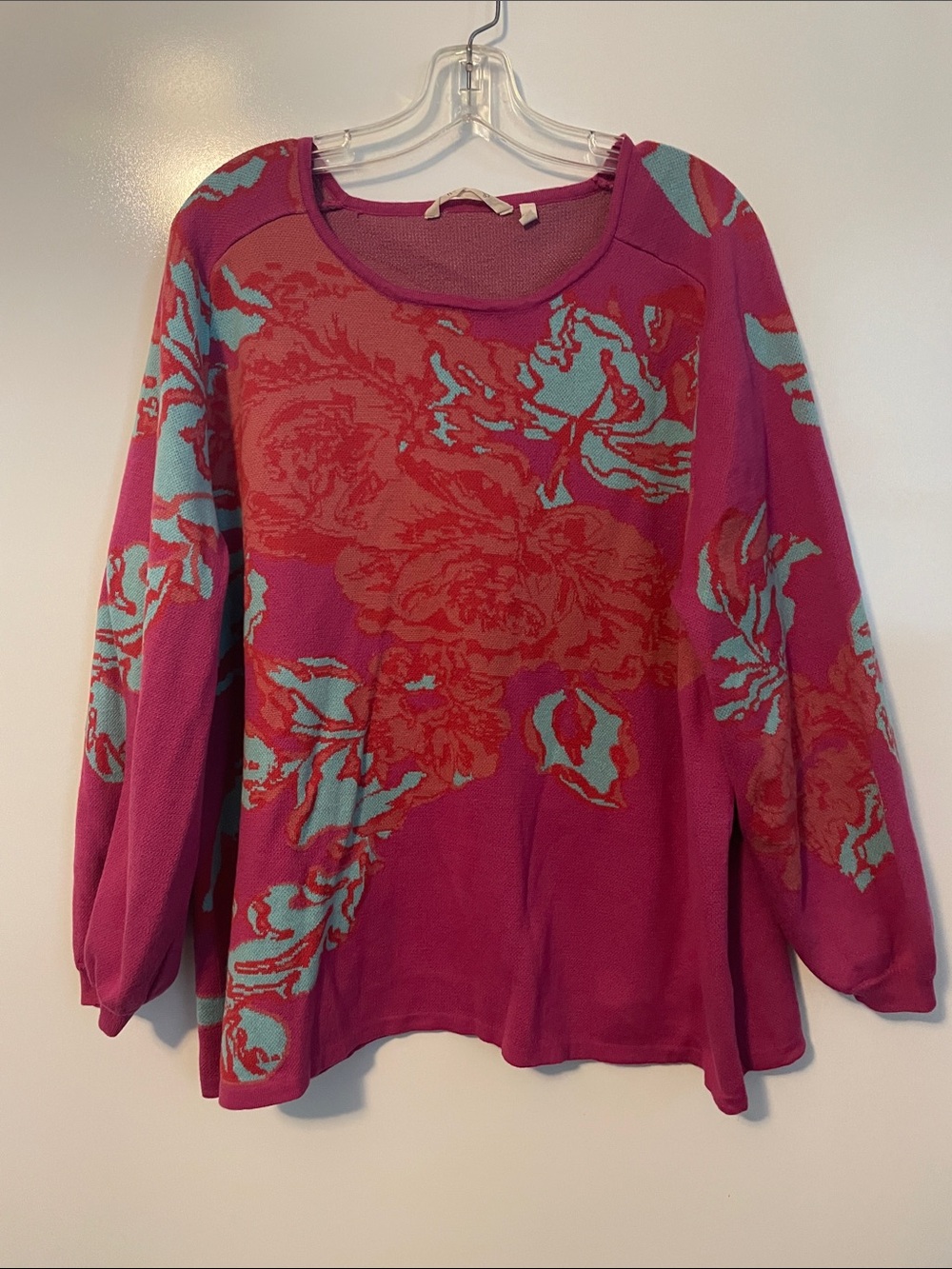 Soft Surroundings Fuchsia and Blue Sweater size 2X